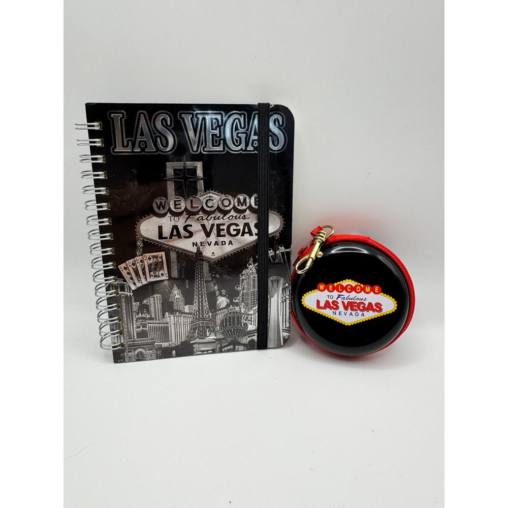 Las Vegas Souvenir Notebook & Round Welcome Sign‎ Zipper Case Set